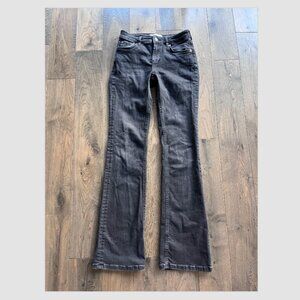 Zara Low Rise Flare Jeans Black Denim Size 2 Bootcut Retro Y2K